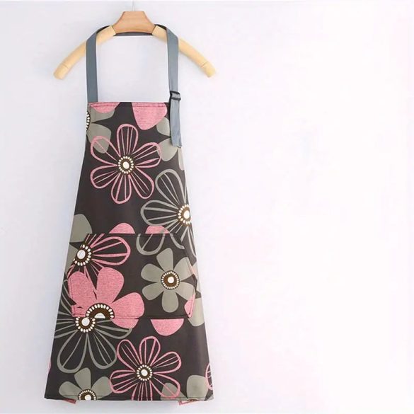 Șorț cu Model Floral, Rezistent la Apă și Ulei, cu Buzunar Mare