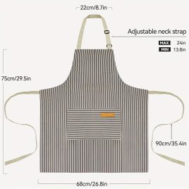   1 buc, șorț din bumbac, cu dungi alb-negru, ajustabil, unisex, cu buzunar, șorț de bucătărie pentru bucătari, pentru femei și bărbați, accesorii de bucătărie.