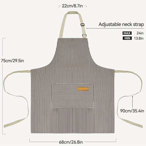 1 buc, șorț din bumbac, cu dungi alb-negru, ajustabil, unisex, cu buzunar, șorț de bucătărie pentru bucătari, pentru femei și bărbați, accesorii de bucătărie.