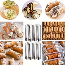   Set de 8 forme pentru cornete de cremă, forme antiaderente pentru cannoli,