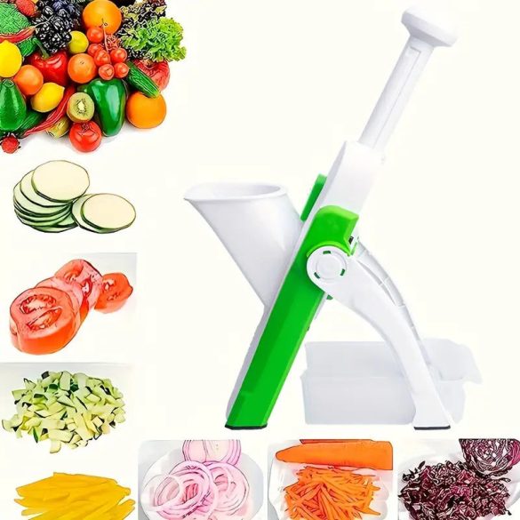 Slicer ajustabil - tocător manual de legume, feliator de cartofi, tăietor de cartofi pai, preparator de salate, feliator de fructe - ustensilă de bucătărie cu lamă dreptunghiulară din oțel inoxidabil.