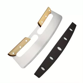   tăietor de pizza din oțel inoxidabil cu mâner dublu din lemn