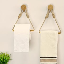  2 suporturi din lemn pentru prosoape - suport de hârtie de bucătărie montat pe perete