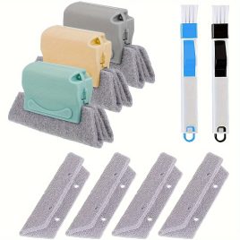 Set per curățarea ferestrelor cu 9 perii, 3 caneluri