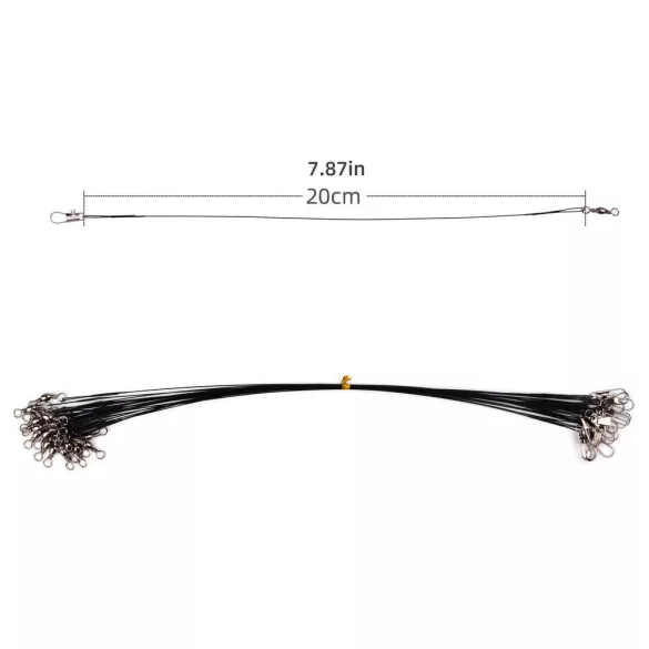 20 buc Set Rotativ Fir de Pescuit din Oțel cu Plumb