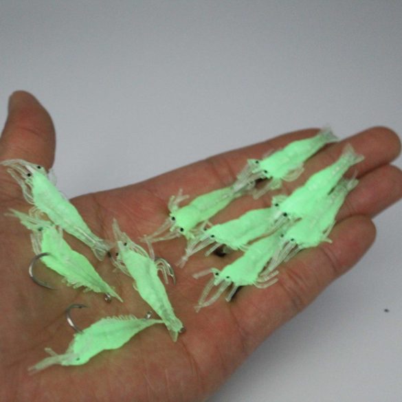 10 momeală de pescuit din silicon fosforescent cu cârlige -