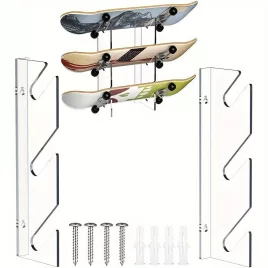   Suport acrilic pentru skateboard – suport orizontal de skateboard, snowboard montat pe perete