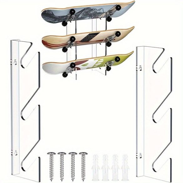 Suport acrilic pentru skateboard – suport orizontal de skateboard, snowboard montat pe perete