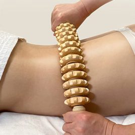   1 buc Rulou de Masaj din Lemn cu 12 Roți, Antiderapant pentru Yoga