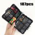Set de pescuit cu 187 de piese - Cu cutie de accesorii, cârlige, componente pentru momeală, plumbi