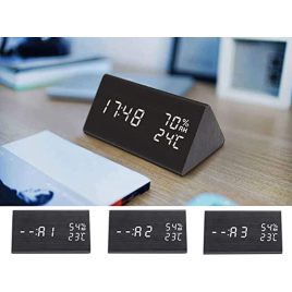   Ceas deșteptător digital cu termometru și higrometru – Ceas de masă cu ecran LCD