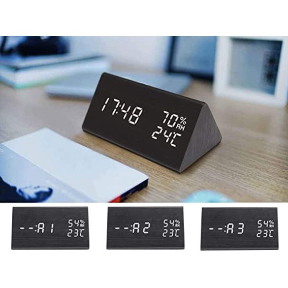 Ceas deșteptător digital cu termometru și higrometru – Ceas de masă cu ecran LCD