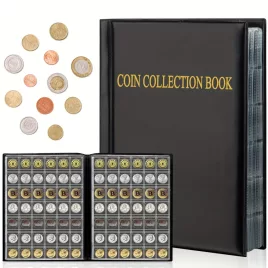   Album PVC cu 420 buzunare pentru monede, cu pagini rezistente, organizator pentru colecționarii de monede mondiale