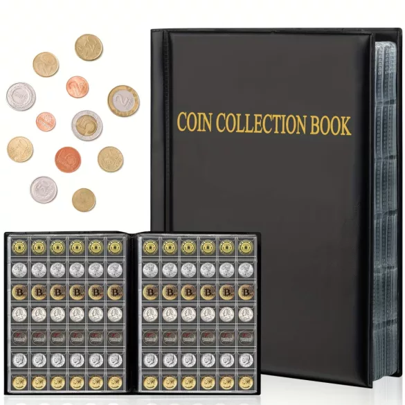 Album PVC cu 420 buzunare pentru monede, cu pagini rezistente, organizator pentru colecționarii de monede mondiale