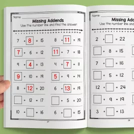   Caiet interactiv de matematică de 32 de pagini pentru tineri – exersarea adunării și scăderii