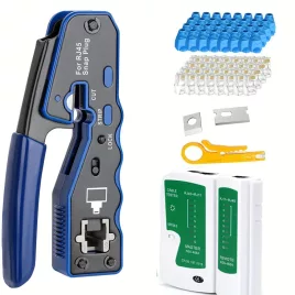   Set de 50 buc. clește RJ45 cu tester de cablu și tăietor - pentru Ethernet Cat5e/Cat5/Cat6