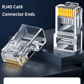   100 buc. conector RJ45 Cat6, capăt de cablu Ethernet placat cu aur, conector modular 8P8C