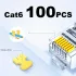 100 buc. conector RJ45 Cat6, capăt de cablu Ethernet placat cu aur, conector modular 8P8C