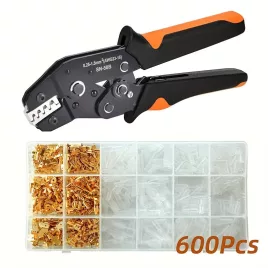   Set de sertizare Ratchet SN-58-B, pentru conectori de 0,25–1,5 mm², 300 manșoane + 300 cleme, terminale mascul-femelă