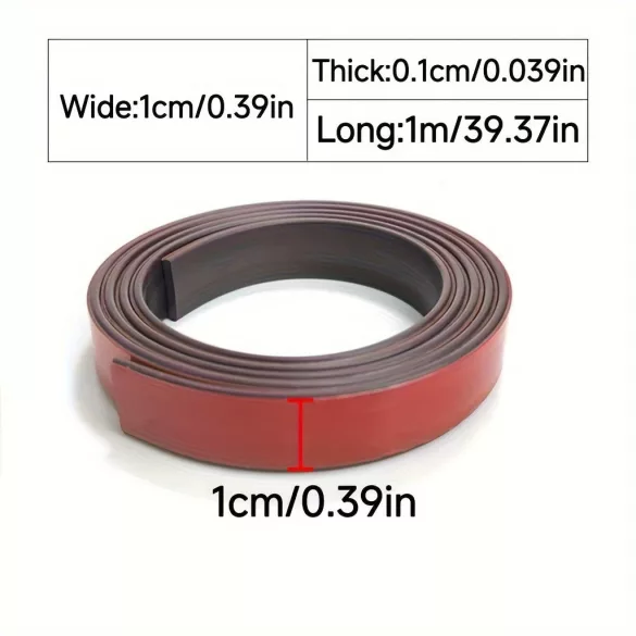 Bandă magnetică adezivă puternică, 1 cm × 1 mm × 1 m, pentru proiecte de artizanat, table albe și organizarea frigiderului