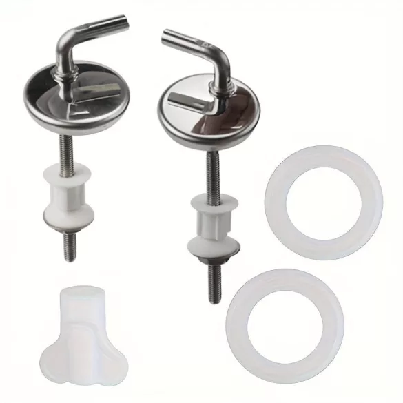 Set de 13 balamale din oțel inoxidabil pentru capac WC, cu garnituri netextile și șuruburi - Set