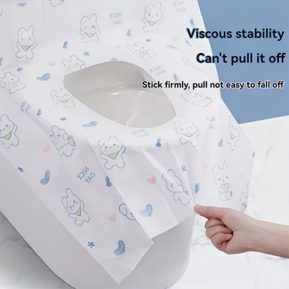 20 protecții de unică folosință pentru colacul de WC, model iepuraș