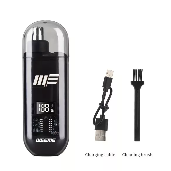 WEEME aparat de tuns părul din urechi și nas cu USB, ecran LCD, acumulator reîncărcabil Negru
