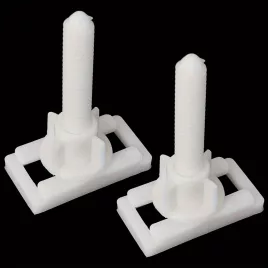   2 șuruburi de fixare din plastic pentru capac WC, cu piuliță și șaibă, pentru găuri oarbe, balamale Albe