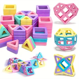   Set de 40 cuburi magnetice, joc educativ STEM pentru copii, culori/stiluri aleatorii