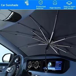   Parasolar auto pentru parbriz, universal, ușor de montat și pliat, rezistent la căldură, husă de parasolar îmbunătățită pentru vară