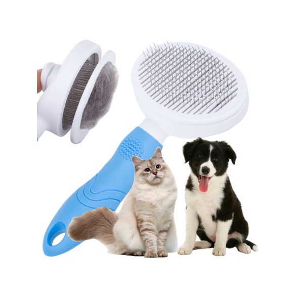 Perie de păr auto-curățare pentru câini și pisici - Perie câini, perie pisici, perie de păr, auto-curățare, animale de companie, trimmer de păr