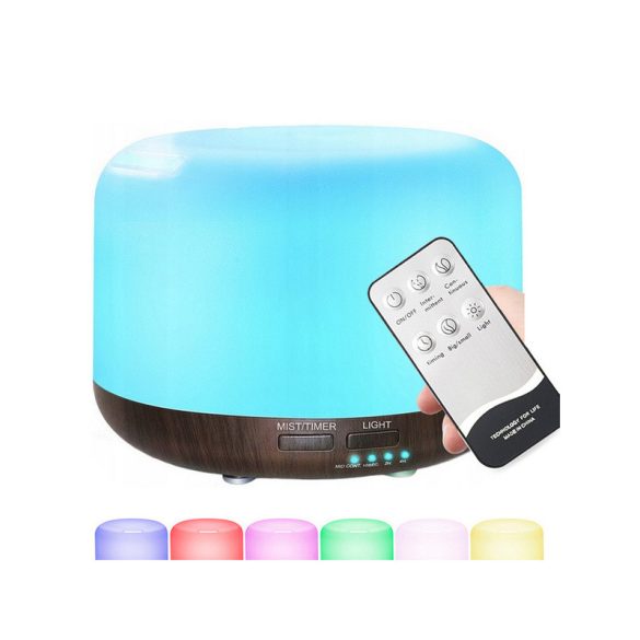 Difuzor de aromaterapie cu umidificator, telecomandă și LED RGB