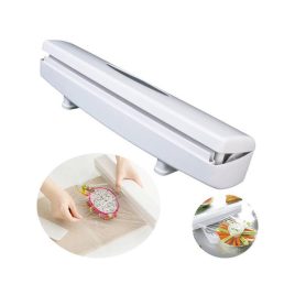   Distribuitor de folie de bucătărie cu tăietor - accesoriu practic de bucătărie - suport pentru folie de bucătărie - tăietor de folie - ustensilă de bucătărie