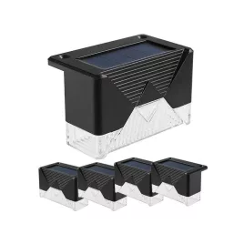   Lampi solare 4 buc LED pentru grădină, trepte, terasă, gard, cu senzor de lumină nocturnă