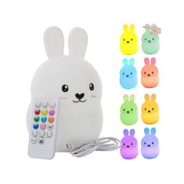   Lampa de noapte pentru copii cu control, sensibilă la atingere, schimbare culori RGB, telecomandă - iepuraș