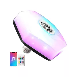   Bec LED colorat cu difuzor și telecomandă - RGBW, Bluetooth - iluminat ambiental pentru acasă sau petrecere.