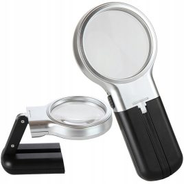 Lampă de citit cu lupă 3x și lentilă de sticlă