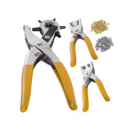   Set din piele artificială cu perforator, nituri, ocheți și șuruburi