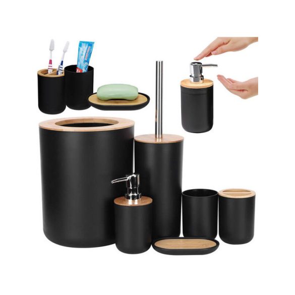 Set baie 6 în 1 toaletă mâner coș negru set