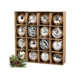   Set de globuri pentru brad 6 cm, 16 ornamente cu modele festive sacre