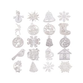   Decorațiuni din lemn pentru brad de Crăciun, set de 20 de globuri și ornamente