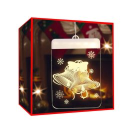   Decorațiune de fereastră din sticlă colorată 3D cu lumini de Crăciun