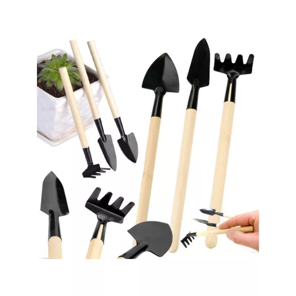 Set de unelte grădinărit greblă lopată 3 în 1 mini instrumente de plantare