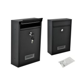   Cutie de scrisori neagră - design modern, montabilă pe perete, cutie poștală, pentru exterior și interior, aluminiu, expediere colet