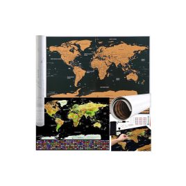   Hartă mondială - card răzuibil cu steaguri + accesorii 23442