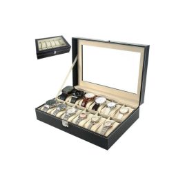   Cutie de depozitare pentru ceasuri cu 12 compartimente - set suport pentru ceasuri, cutie pentru ceasuri, instrumente de service pentru ceasuri, cutie de depozitare pentru ceasuri