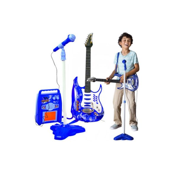 Chitară electrică cu microfon și amplificator albastru deschis 22409