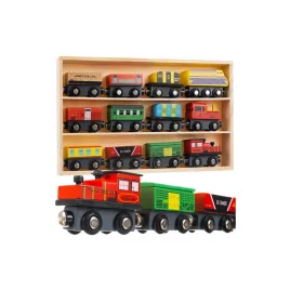 Tren din lemn - 12 piese. Kruzzel 23522