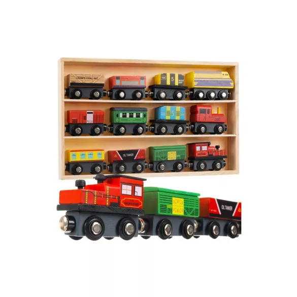 Tren din lemn - 12 piese. Kruzzel 23522