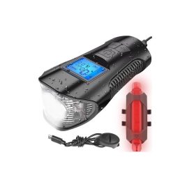 Set de lumini LED pentru bicicletă cu vitezometru digital